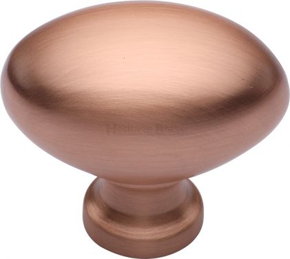Click Here To Enlarge This Photo Of C114 38-SRG Heritage Brass Cabinet Knob Victorian Oval Design 38mm Satin Rose Gold Finish