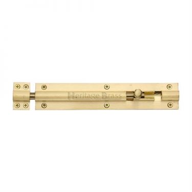 Click Here To Enlarge This Photo Of C1584 8-SB Heritage Brass Door Bolt Straight 8" x 1 &half;"" Satin Brass Finish
