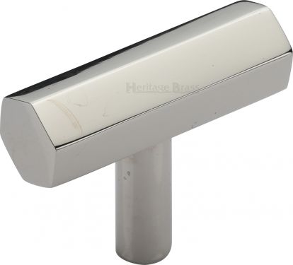 Click Here To Enlarge This Photo Of C2235-PNF Heritage Brass Cabinet Knob Hexagon Bar Design 41mm Polished Nickel Finish