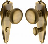 BR1830-AT Heritage Brass Mortice Knob on Bathroom Plate Broadway Design Antique Brass Finish