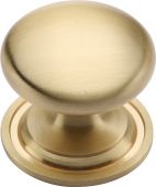 C2240 38-SB Heritage Brass Cabinet Knob Victorian Round Design with Base 38mm Satin Brass Finish