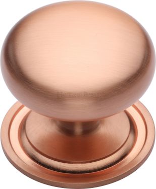 Click Here To Enlarge This Photo Of C2240 48-SRG Heritage Brass Cabinet Knob Victorian Round Design with Base 48mm Satin Rose Gold Finish