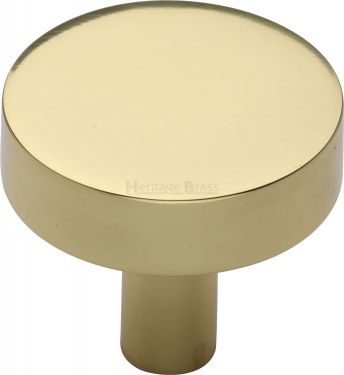 Click Here To Enlarge This Photo Of C3880 32-PB Heritage Brass Cabinet Knob Disc Design 32mm Polished Brass Finish