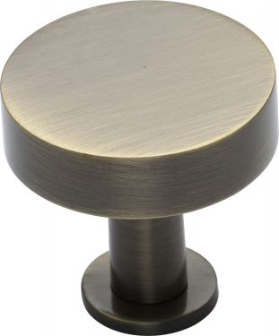 Click Here To Enlarge This Photo Of C3885 32-AT Heritage Brass Cabinet Knob Disc Design with Base 32mm Antique Brass Finish