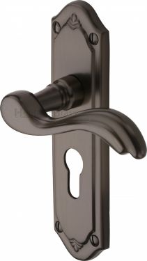 Click Here To Enlarge This Photo Of MM994&period;48-MB Heritage Brass Door Handle For Euro Profile Plate Lisboa Design Matt Bronze Finish