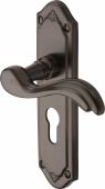 MM994&period;48-MB Heritage Brass Door Handle For Euro Profile Plate Lisboa Design Matt Bronze Finish