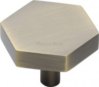 C4344 38-AT Heritage Brass Cabinet Knob Hexagon Design 38mm Antique Brass Finish