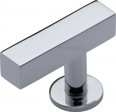 Click Here To Enlarge This Photo Of C4760 44-PC Heritage Brass Cabinet Knob Offset Square Design 44mm Polished Chrome Finish
