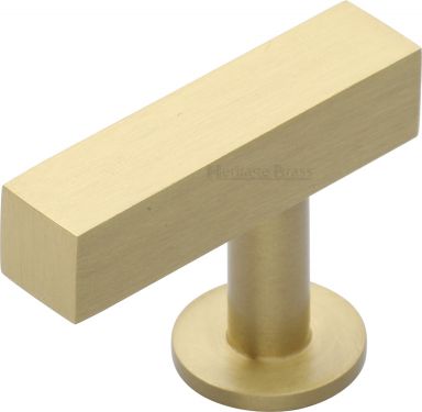 Click Here To Enlarge This Photo Of C4760 44-SB Heritage Brass Cabinet Knob Offset Square Design 44mm Satin Brass Finish