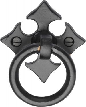 Click Here To Enlarge This Photo Of FB6331 M&period;Marcus Black Iron Rustic Fleur-De-Lys Cabinet Ring Drop Pull