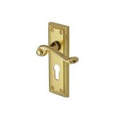 G046&period;48-PB Heritage Brass Door Handle For Euro Profile Plate Georgian Design Polished Brass Finish