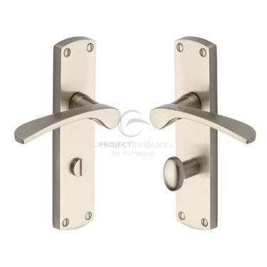 Click Here To Enlarge This Photo Of PR420-SN M&period;Marcus Project Hardware Door Handle For Bathroom Luca Design Satin Nickel Finish