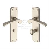 PR420-SN M&period;Marcus Project Hardware Door Handle For Bathroom Luca Design Satin Nickel Finish
