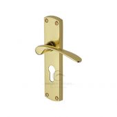 PR448-PB M&period;Marcus Project Hardware Door Handle For Euro Profile Plate Luca Design Polished Brass Finish