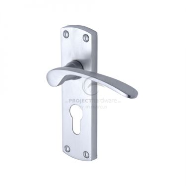 Click Here To Enlarge This Photo Of PR448-SC M&period;Marcus Project Hardware Door Handle For Euro Profile Plate Luca Design Satin Chrome Finish