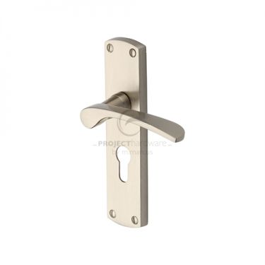 Click Here To Enlarge This Photo Of PR448-SN M&period;Marcus Project Hardware Door Handle For Euro Profile Plate Luca Design Satin Nickel Finish