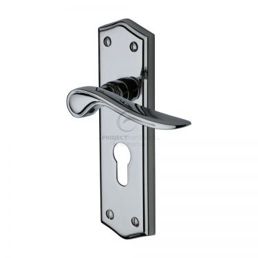 Click Here To Enlarge This Photo Of PR2448-PC M&period;Marcus Project Hardware Door Handle Euro Profile Plate Chester Design Polished Chrome Finish