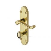 PR520-PB M&period;Marcus Project Hardware Door Handle For Bathroom Milton Design Polished Brass Finish