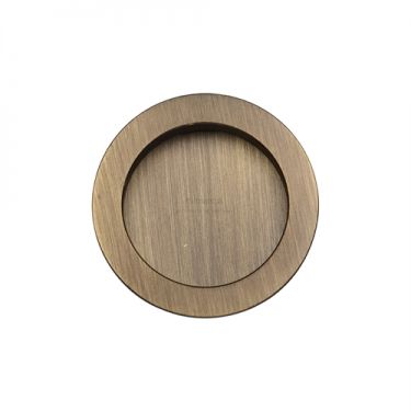 Click Here To Enlarge This Photo Of RD2322-AT M&period;Marcus Sliding Door Round Flush Pulls Antique Brass