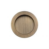 RD2322-AT M&period;Marcus Sliding Door Round Flush Pulls Antique Brass