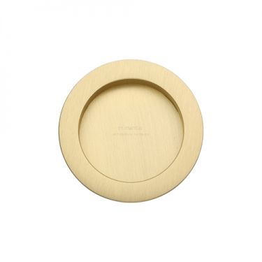 Click Here To Enlarge This Photo Of RD2322-SB M&period;Marcus Sliding Door Round Flush Pulls Satin Brass