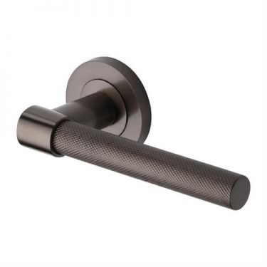 Click Here To Enlarge This Photo Of RS2018-MB Heritage Brass Door Handle Lever on Rose Phoenix Knurled Design Matt Bronze Finish