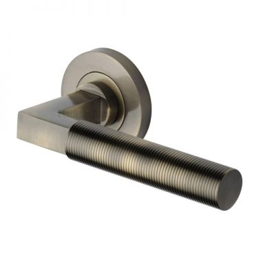 Click Here To Enlarge This Photo Of RS2261-AT Heritage Brass Door Handle Lever on Rose Spectral Design Antique Brass Finish