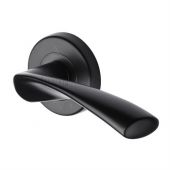 SC-2042-BLK M&period;Marcus Sorrento Door Handle Lever Latch on Round Rose Treviso Design Matt Black Finish