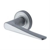 SC-2059-SC M&period;Marcus Sorrento Door Handle Lever Latch on Round Rose Amalfi Design Satin Chrome Finish