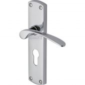 SC-448-PC M&period;Marcus Sorrento Door Handle For Euro Profile Plate Luca Design Polished Chrome Finish