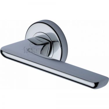 Click Here To Enlarge This Photo Of SC-5352-PC M&period;Marcus Sorrento Door Handle Lever Latch on Round Rose Trino Design Polished Chrome Finish