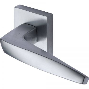 Click Here To Enlarge This Photo Of SC-CSQ6400-SC M&period;Marcus Sorrento Door Handle Lever Latch on Square Rose Serpentine Design Satin Chrome Finish