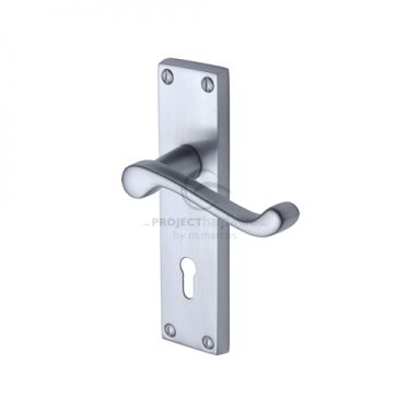 Click Here To Enlarge This Photo Of PR600-SC M&period;Marcus Project Hardware Door Handle Lever Lock Malvern Design Satin Chrome Finish