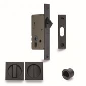 SQ2308-40-BLK Heritage Brass Sliding Door Lock c&sol;w Square Privacy Turns Matt Black &lpar;40mm Backset&rpar;