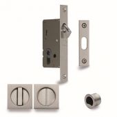 SQ2308-40-SN Heritage Brass Sliding Door Lock c&sol;w Square Privacy Turns Satin Nickel &lpar;40mm Backset&rpar;