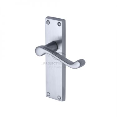 Click Here To Enlarge This Photo Of PR605-SC M&period;Marcus Project Hardware Door Handle Lever Latch Malvern Design Satin Chrome Finish