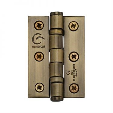 Click Here To Enlarge This Photo Of SS-3X2-AT M&period;Marcus Stainless Steel Line Ball Bearing Hinge 3" x 2" x 2mm Antique Brass Finish