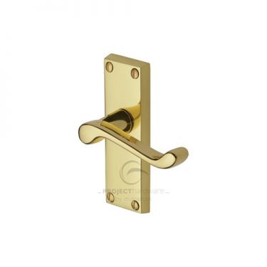 Click Here To Enlarge This Photo Of PR610-PB M&period;Marcus Project Hardware Door Handle Lever Latch Malvern Short Design Polished Brass Finish