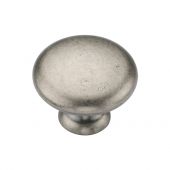 TK4226-035-DPW M&period;Marcus Classic Round Knob 35mm Distressed Pewter on Zinc Finish