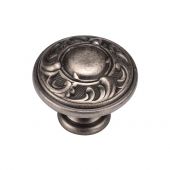 TK4401-035-DPW M&period;Marcus Decorated Round Knob 35mm Distressed Pewter on Zinc Finish