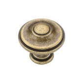 TK4408-030-DBS M&period;Marcus Domed Round Knob 30mm Distressed Brass on Zinc Finish