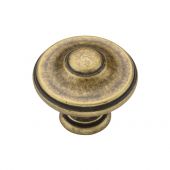TK4408-035-DBS M&period;Marcus Domed Round Knob 35mm Distressed Brass on Zinc Finish