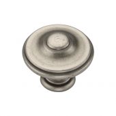 TK4408-035-DPW M&period;Marcus Domed Round Knob 35mm Distressed Pewter on Zinc Finish