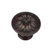 TK4479-030-LBN M&period;Marcus Floral Round Knob 30mm Matt Bronze on Zinc Finish