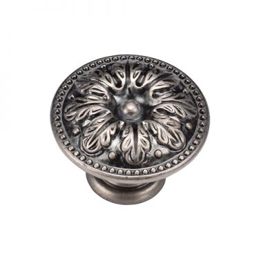 Click Here To Enlarge This Photo Of TK4479-035-DPW M&period;Marcus Floral Round Knob 35mm Distressed Pewter on Zinc Finish