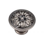 TK4479-035-DPW M&period;Marcus Floral Round Knob 35mm Distressed Pewter on Zinc Finish