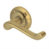 PR630-PB M&period;Marcus Project Hardware Door Handle Lever Latch on Round Rose Malvern Design Polished Brass Finish