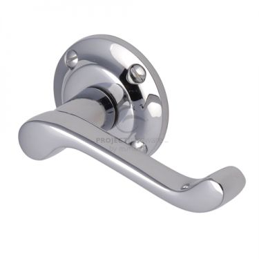 Click Here To Enlarge This Photo Of PR630-PC M&period;Marcus Project Hardware Door Handle Lever Latch on Round Rose Malvern Design Polished Chrome Finish
