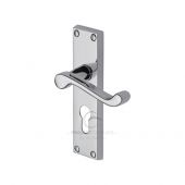 PR648-PC M&period;Marcus Project Hardware Door Handle For Euro Profile Plate Malvern Design Polished Chrome Finish
