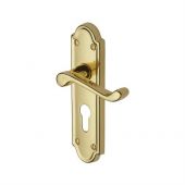 V327&period;48-PB Heritage Brass Door Handle For Euro Profile Plate Meridian Design Polished Brass Finish
